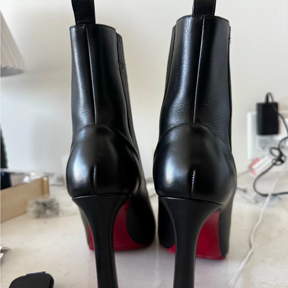 Christian Louboutin Black Heeled Boots with Red Soles - Picture 12 of 13